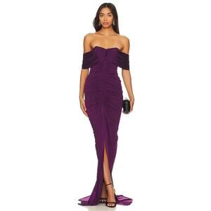 Yaura Tiara Dress Grape Maxi Off the Shoulder US XS